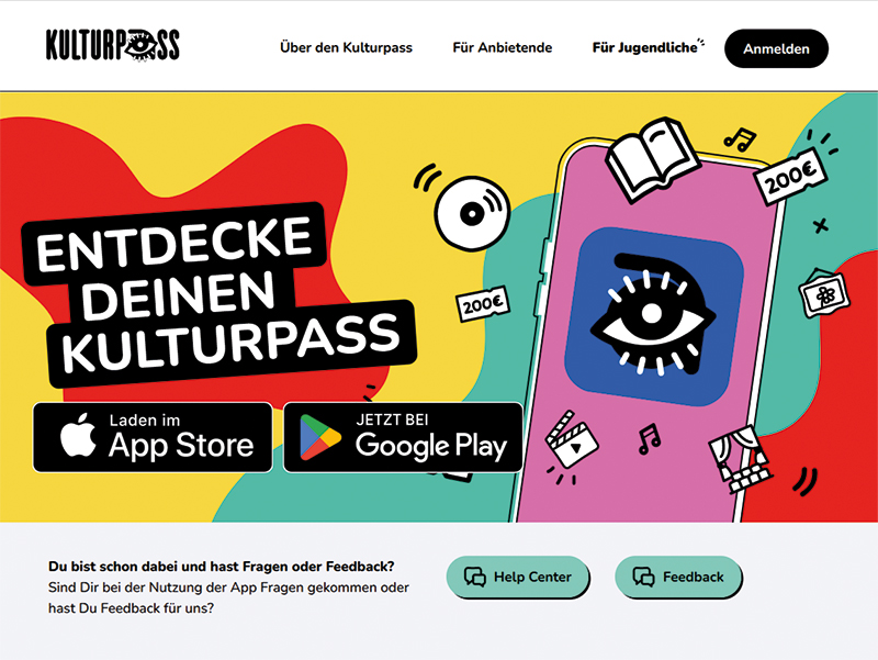 Screenshot Internetseite Kulturpass